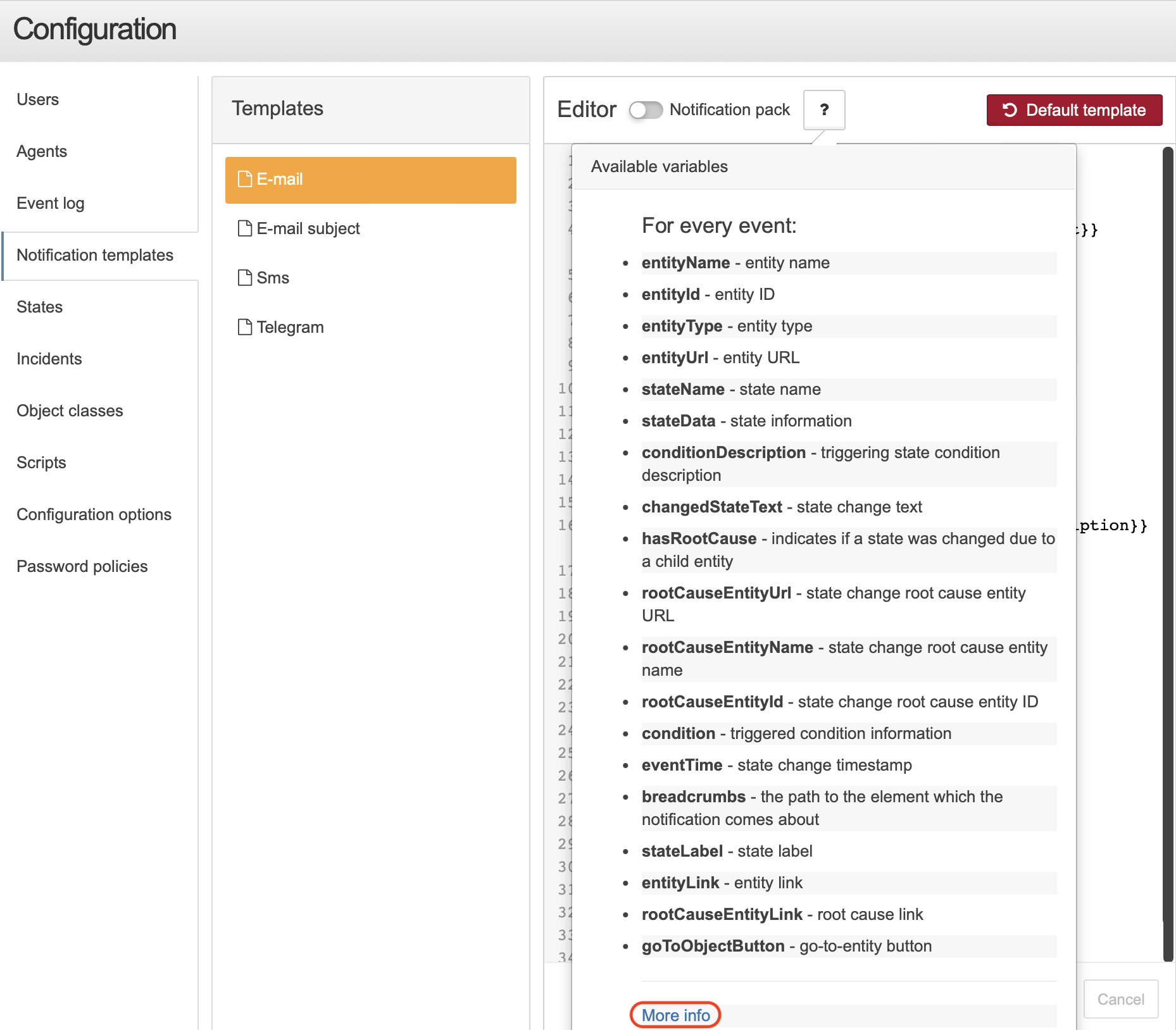 notification templates docs