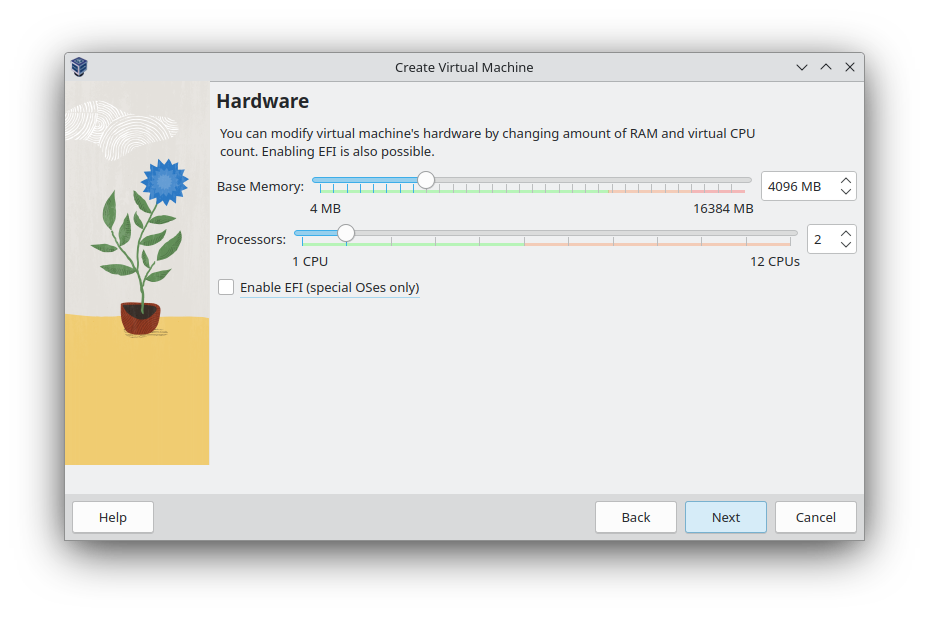 vm hardware settings